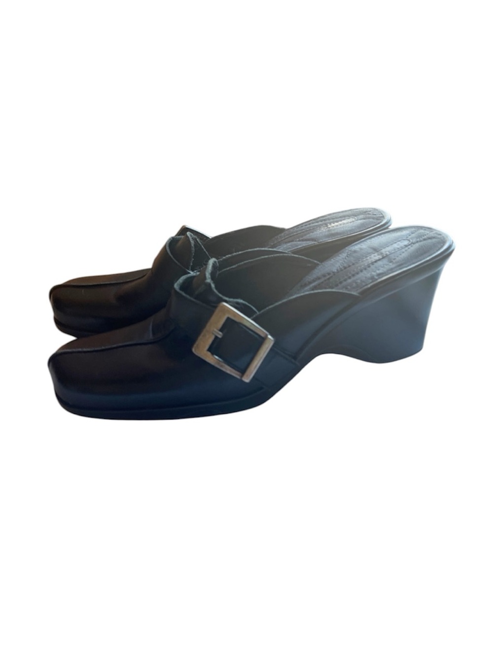 Bandolino Wedge Mules with Accent Buckle